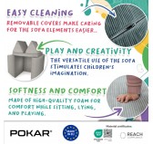 Modular kids sofa in soft corduroy, 6-piece set, colour Night Sky