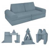 Modular kids sofa in soft corduroy, 6-piece set, colour Blue Lagoon