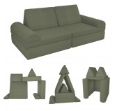 Modular kids sofa in soft corduroy, 6-piece set, colour Spring Pea