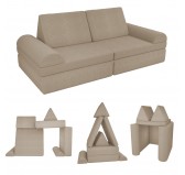 Modular kids sofa in soft corduroy, 6-piece set, colour Warm Caramel