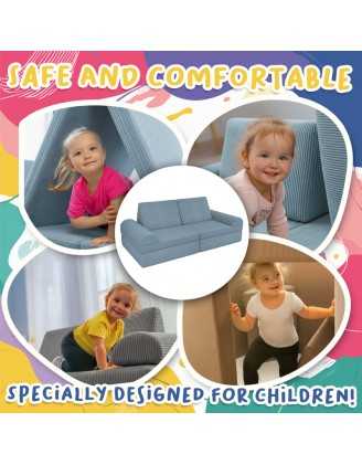 Modular kids sofa in soft corduroy, 6-piece set, colour Warm Caramel