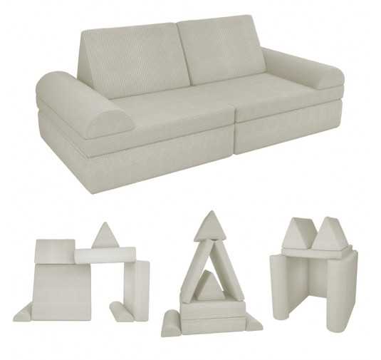 Modular kids sofa in soft corduroy, 6-piece set, colour Sandy Dusk