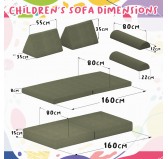 Triangular cushion 55×35×35 cm for modular kids sofa in soft corduroy, colour Bunny Grey