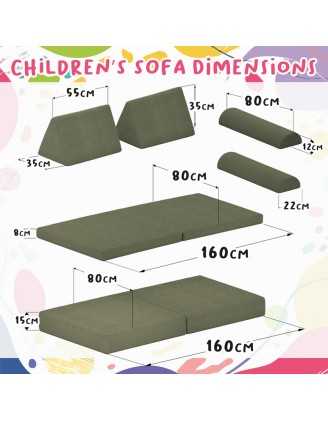 Half-round bolster cushion 80×22×12 cm for modular kids sofa in soft corduroy, colour Warm Caramel