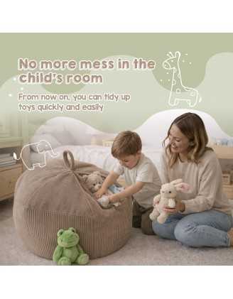Toy storage bag and bean bag seat | Corduroy fabric | 85x85x50 cm | Warm Caramel