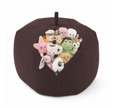 Toy storage bag and bean bag seat | Corduroy fabric | 85x85x50 cm | Chocolate Brown