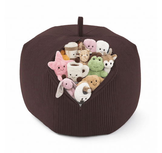 Toy storage bag and bean bag seat | Corduroy fabric | 85x85x50 cm | Chocolate Brown