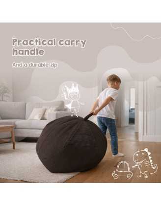 Toy storage bag and bean bag seat | Corduroy fabric | 85x85x50 cm | Chocolate Brown