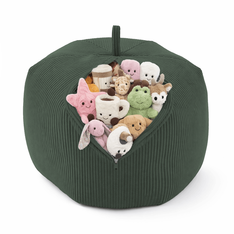 Toy storage bag and bean bag seat | Corduroy fabric | 85x85x50 cm | Forest Green