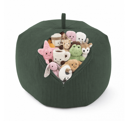 Toy storage bag and bean bag seat | Corduroy fabric | 85x85x50 cm | Forest Green