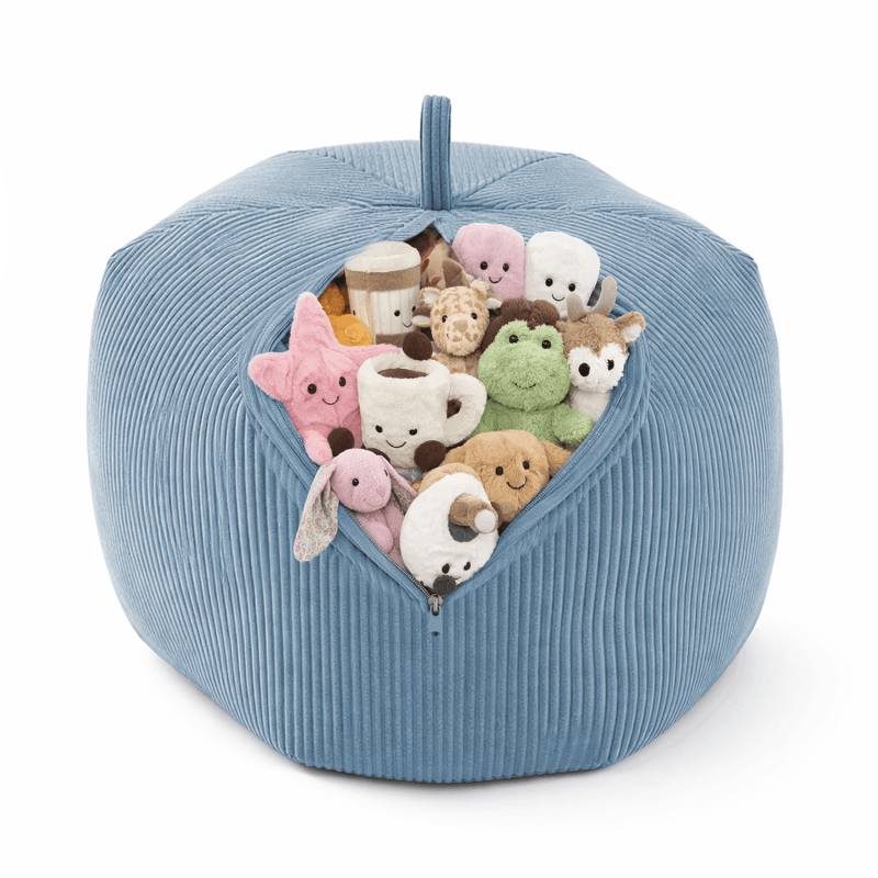 Toy storage bag and bean bag seat | Corduroy fabric | 85x85x50 cm | Blue Lagoon