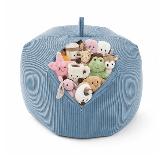 Toy storage bag and bean bag seat | Corduroy fabric | 85x85x50 cm | Blue Lagoon
