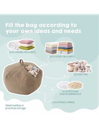 Toy storage bag and bean bag seat | Corduroy fabric | 85x85x50 cm | Blue Lagoon