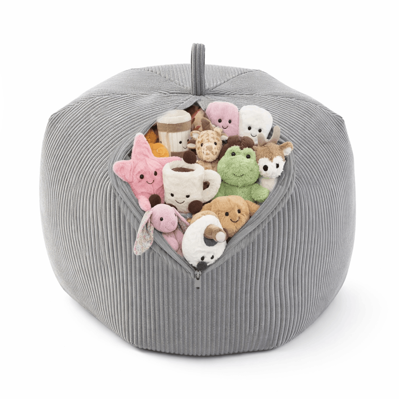 Toy storage bag and bean bag seat | Corduroy fabric | 85x85x50 cm | Rabbit Grey