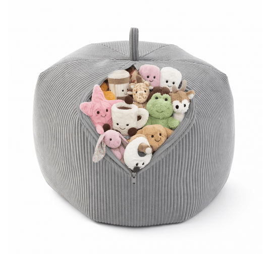 Toy storage bag and bean bag seat | Corduroy fabric | 85x85x50 cm | Rabbit Grey
