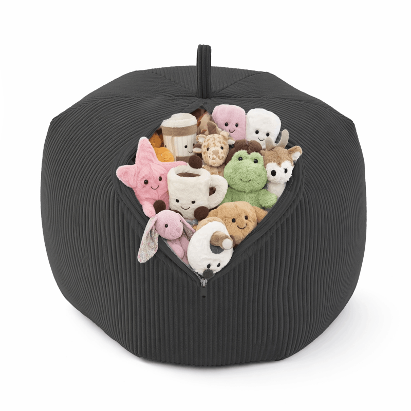Toy storage bag and bean bag seat | Corduroy fabric | 85x85x50 cm | Midnight Pebble