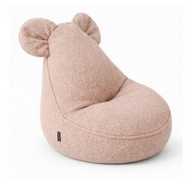 Kids Bean Bag Chair with Mouse Ears | Bouclé | 68x68x50 cm | Candy Pink