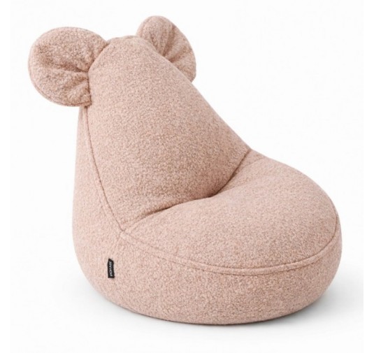Kids Bean Bag Chair with Mouse Ears | Bouclé | 68x68x50 cm | Candy Pink