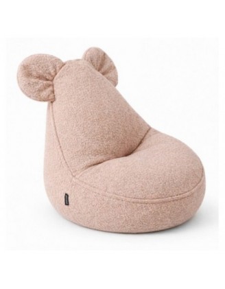 Kids Bean Bag Chair with Mouse Ears | Bouclé | 68x68x50 cm | Candy Pink