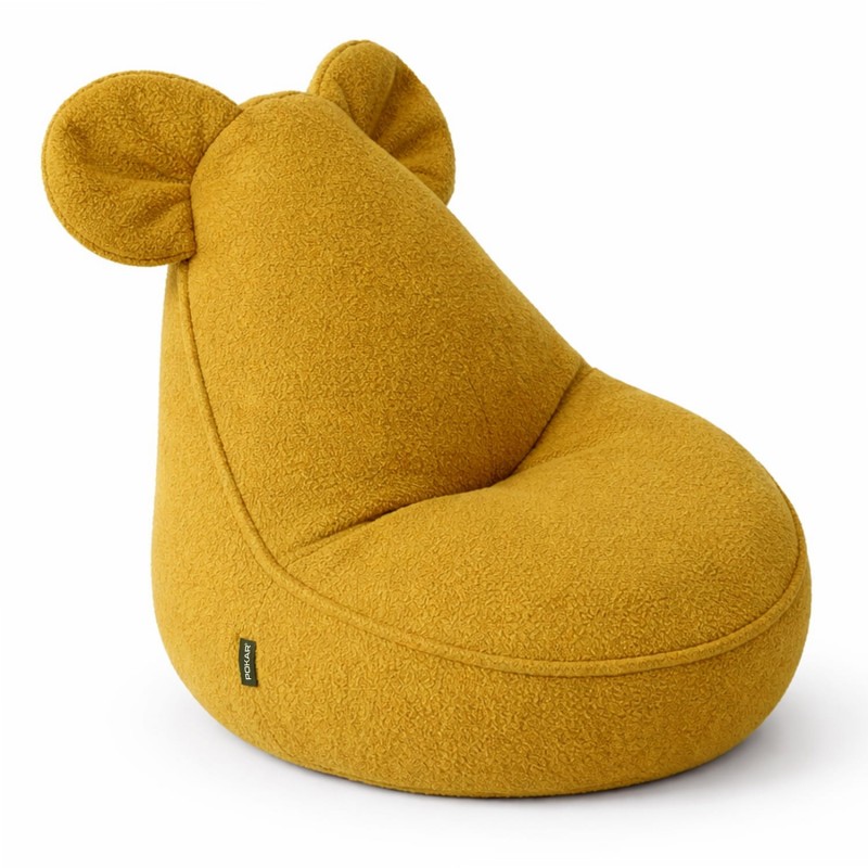 Kids Bean Bag Chair with Mouse Ears | Bouclé | 68x68x50 cm | Sunny Bear