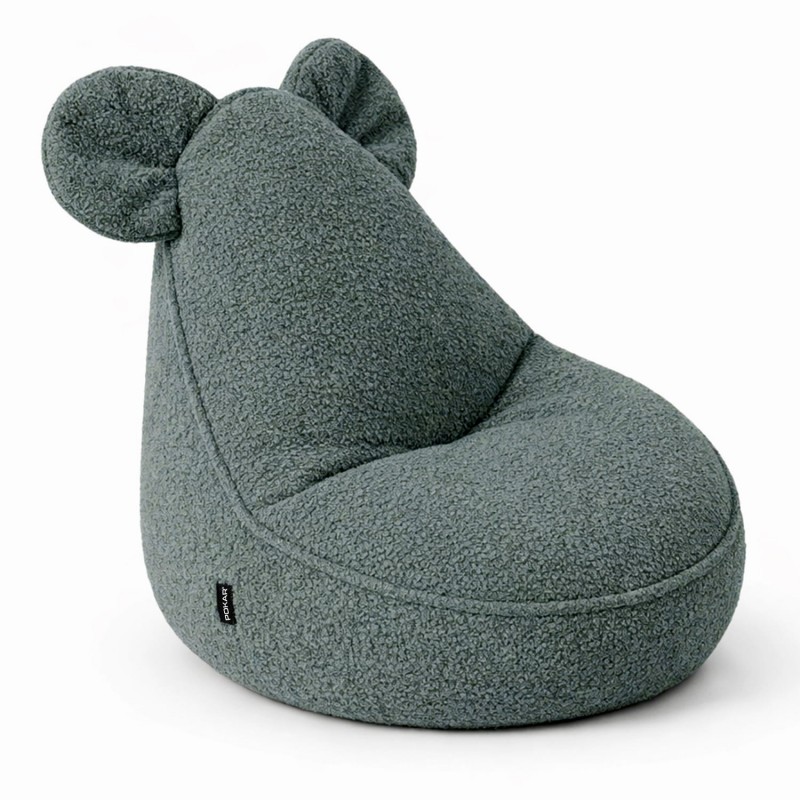 Kids Bean Bag Chair with Mouse Ears | Bouclé | 68x68x50 cm | Baby Blue