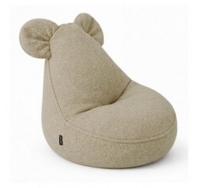 Kids Bean Bag Chair with Mouse Ears | Bouclé | 68x68x50 cm | Cozy Beige