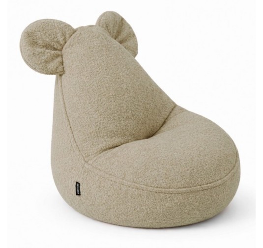 Kids Bean Bag Chair with Mouse Ears | Bouclé | 68x68x50 cm | Cozy Beige