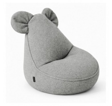 Kids Bean Bag Chair with Mouse Ears | Bouclé | 68x68x50 cm | Soft Gray