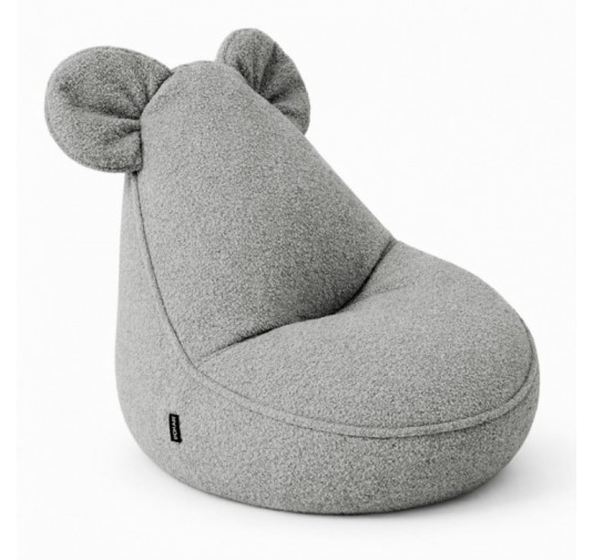 Kids Bean Bag Chair with Mouse Ears | Bouclé | 68x68x50 cm | Soft Gray
