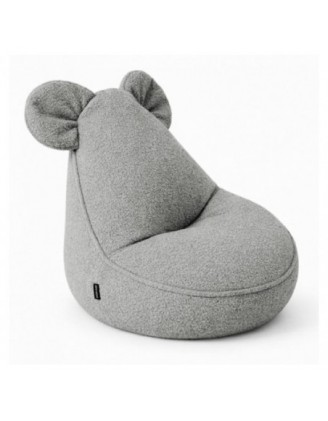Kids Bean Bag Chair with Mouse Ears | Bouclé | 68x68x50 cm | Soft Gray