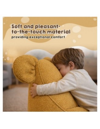 Kids Bean Bag Chair with Mouse Ears | Bouclé | 68x68x50 cm | Soft Gray