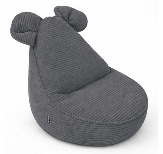 Kids Bean Bag Chair with Mouse Ears | Corduroy | 68x68x50 cm | Midnight Pebble