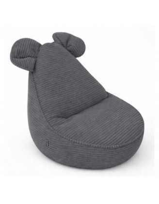Kids Bean Bag Chair with Mouse Ears | Corduroy | 68x68x50 cm | Midnight Pebble