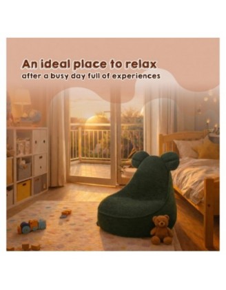 Kids Bean Bag Chair with Mouse Ears | Corduroy | 68x68x50 cm | Midnight Pebble