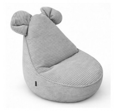 Kids Bean Bag Chair with Mouse Ears | Corduroy | 68x68x50 cm | Bunny Grey