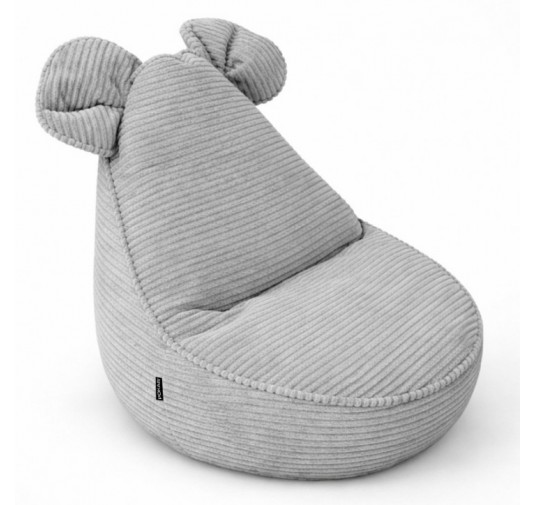 Kids Bean Bag Chair with Mouse Ears | Corduroy | 68x68x50 cm | Bunny Grey