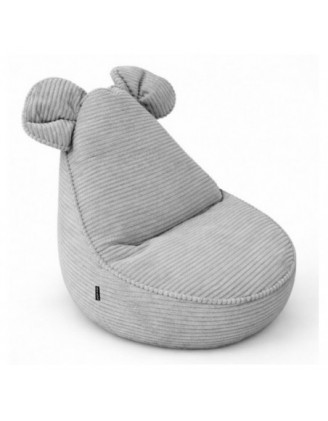 Kids Bean Bag Chair with Mouse Ears | Corduroy | 68x68x50 cm | Bunny Grey