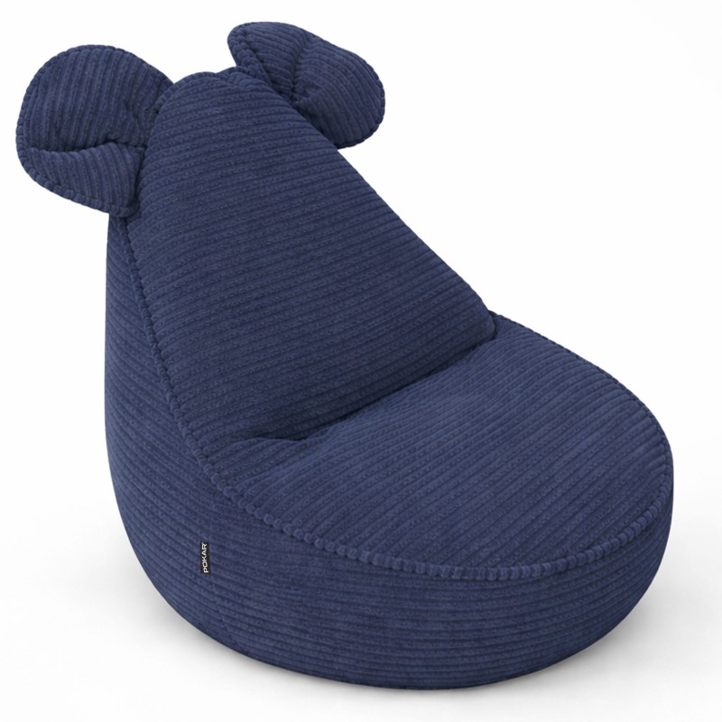 Kids Bean Bag Chair with Mouse Ears | Corduroy | 68x68x50 cm | Night Sky