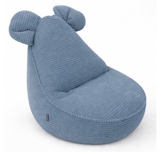 Kids Bean Bag Chair with Mouse Ears | Corduroy | 68x68x50 cm | Blue Lagoon