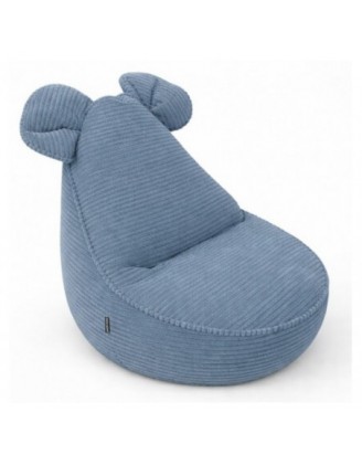 Kids Bean Bag Chair with Mouse Ears | Corduroy | 68x68x50 cm | Blue Lagoon