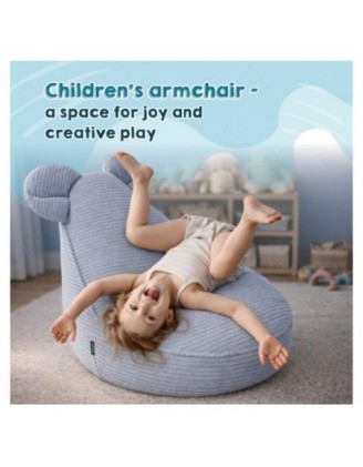 Kids Bean Bag Chair with Mouse Ears | Corduroy | 68x68x50 cm | Forest Green
