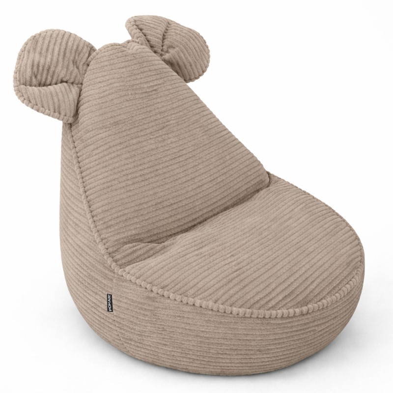 Kids Bean Bag Chair with Mouse Ears | Corduroy | 68x68x50 cm | Warm Caramel