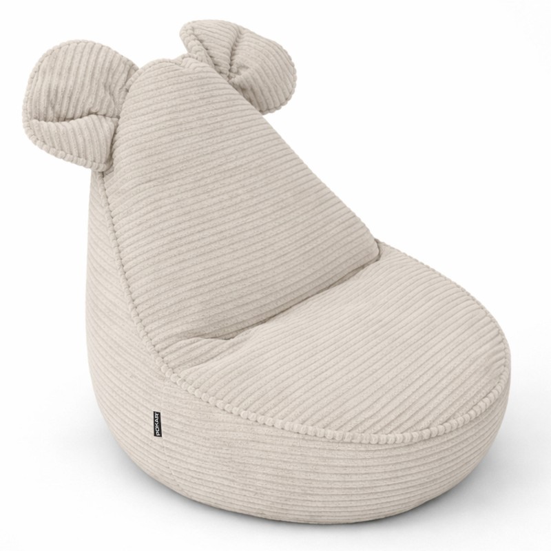 Kids Bean Bag Chair with Mouse Ears | Corduroy | 68x68x50 cm | Sandy Dusk