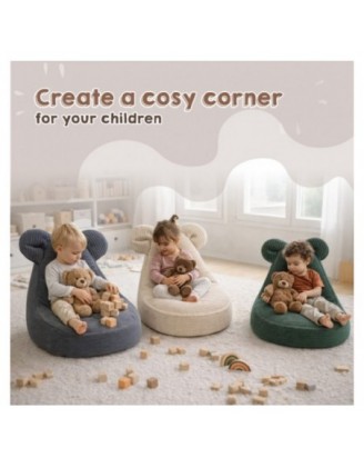 Kids Bean Bag Chair with Mouse Ears | Corduroy | 68x68x50 cm | Sandy Dusk