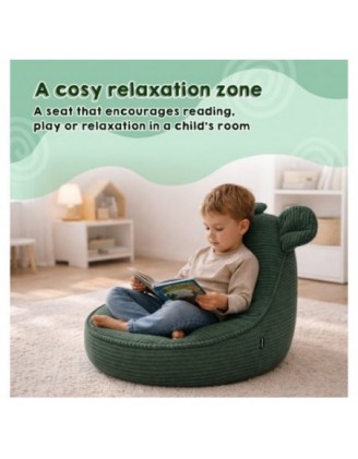 Kids Bean Bag Chair with Mouse Ears | Corduroy | 68x68x50 cm | Sandy Dusk