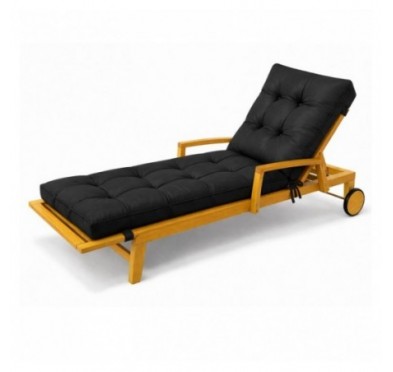 Cushion for Garden Lounger | Waterproof | 200x60x13 cm | Black