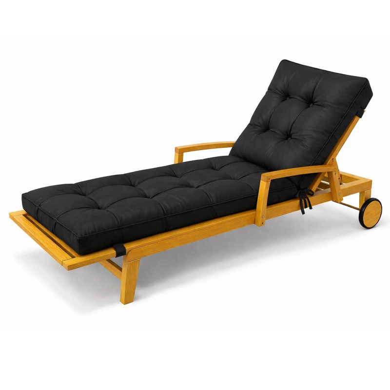Cushion for Garden Lounger | Waterproof | 200x60x13 cm | Black