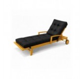 Cushion for Garden Lounger | Waterproof | 200x60x13 cm | Black