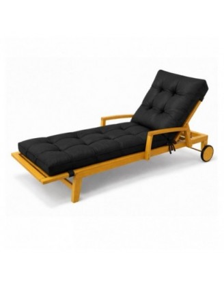 Cushion for Garden Lounger | Waterproof | 200x60x13 cm | Black