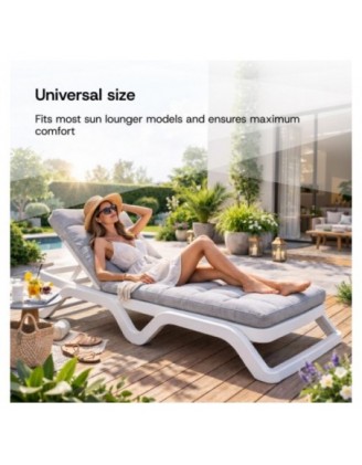 Cushion for Garden Lounger | Waterproof | 200x60x13 cm | Black